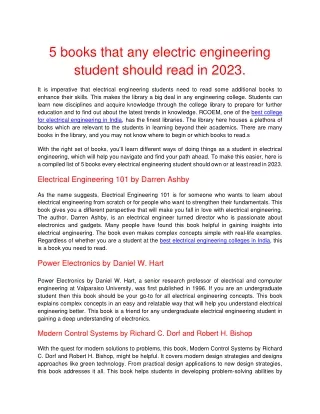 5 books that any electric engineering student should read in 2023