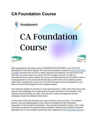 CA Foundation Course