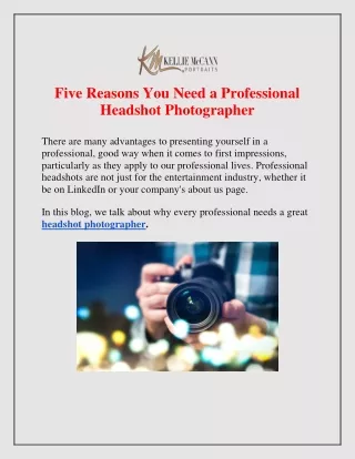 Five Reasons You Need a Professional Headshot Photographer