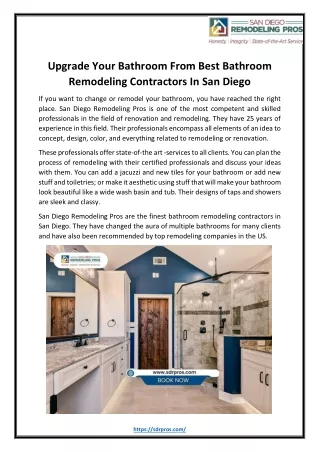 Upgrade Your Bathroom From Best Bathroom Remodeling Contractors In San Diego