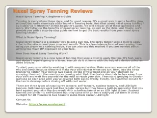 Nasal Spray Tanning Reviews
