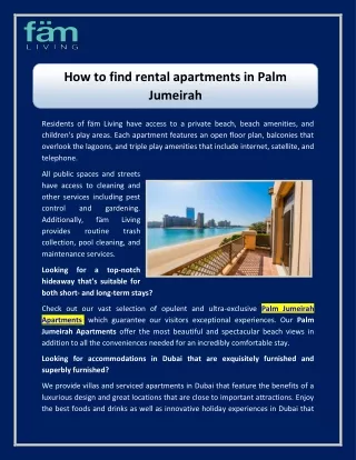 How to find rental apartments in Palm Jumeirah