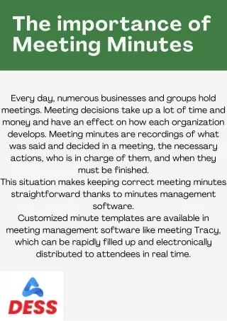 The importance of Meeting Minutes