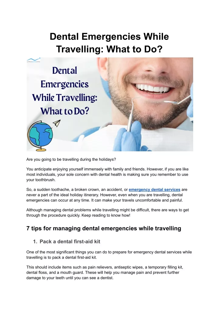 dental emergencies while travelling what to do