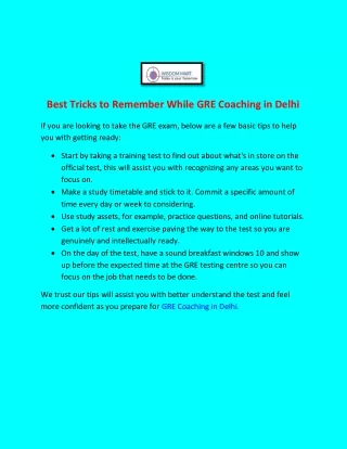 best tricks to remember while gre coaching
