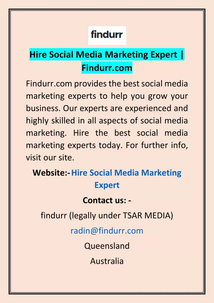 hire social media marketing expert findurr com