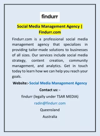 Social Media Management Agency | Findurr.com