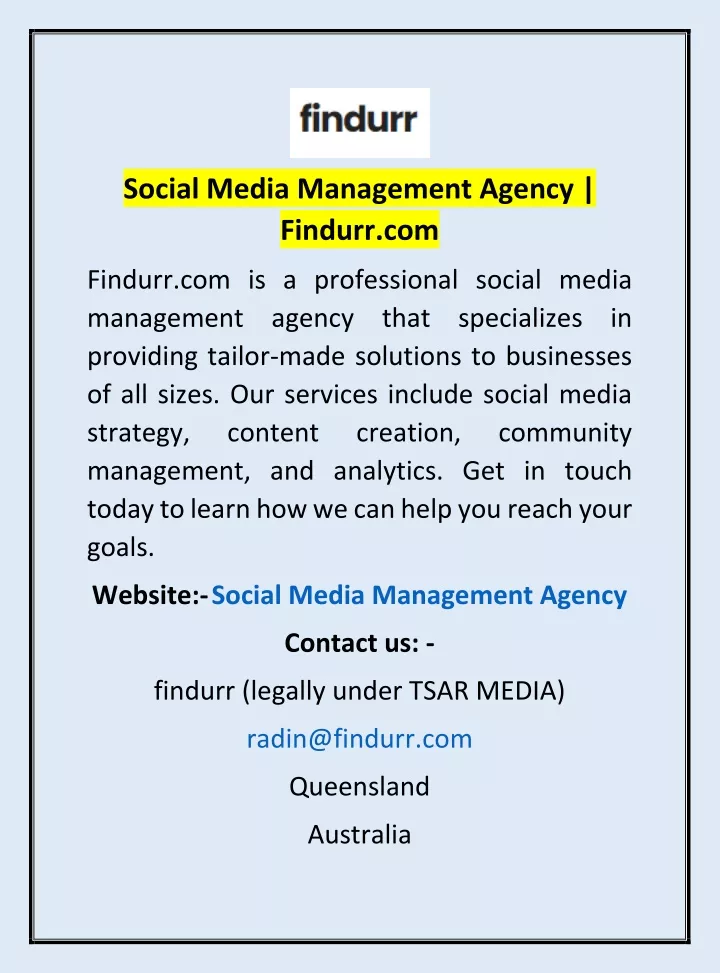 social media management agency findurr com