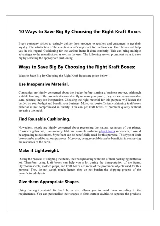 10 Ways to Save Big By Choosing the Right Kraft Boxes