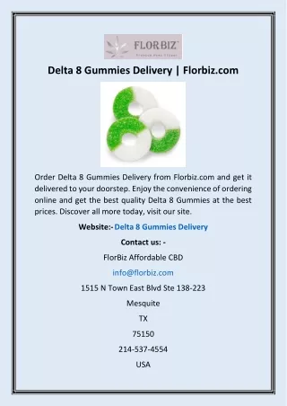 Delta 8 Gummies Delivery | Florbiz.com