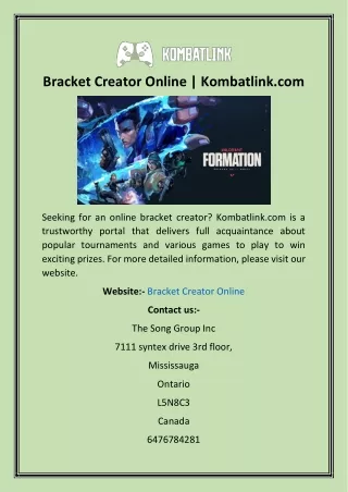 Bracket Creator Online  Kombatlink