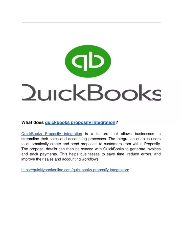 what does quickbooks proposify integration