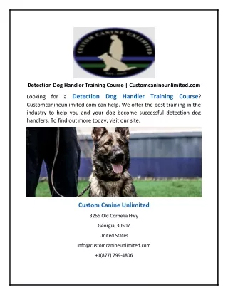 Detection Dog Handler Training Course