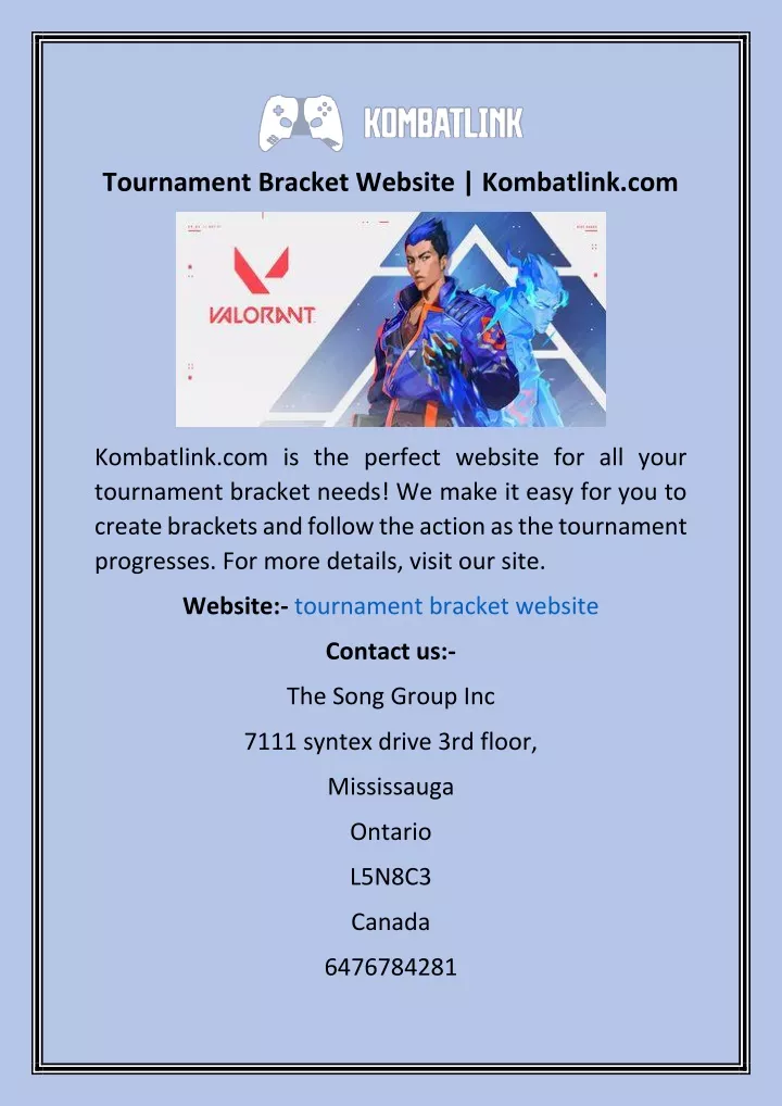 tournament bracket website kombatlink com