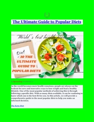 The Ultimate Guide to Popular Diets
