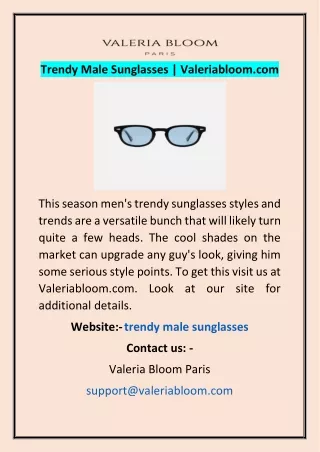 Trendy Male Sunglasses | Valeriabloom.com