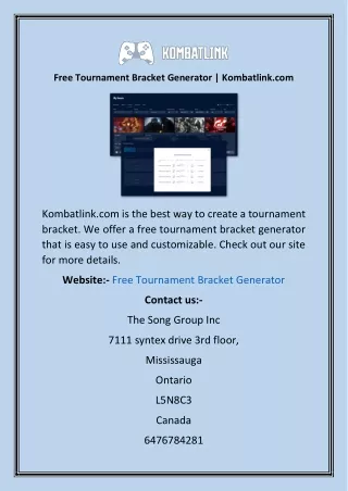 Free Tournament Bracket Generator  Kombatlink