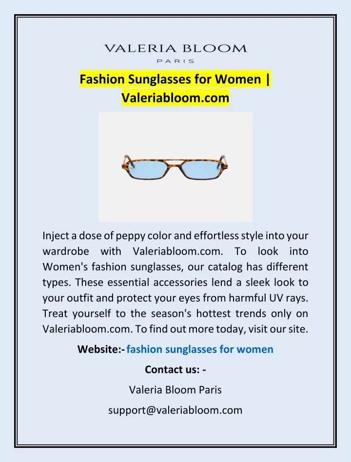fashion sunglasses for women valeriabloom com