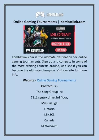 Online Gaming Tournaments  Kombatlink