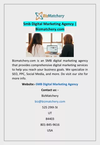Smb Digital Marketing Agency | Bizmatchery.com