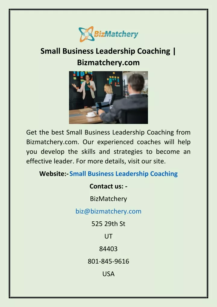small business leadership coaching bizmatchery com