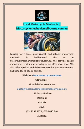 Local Motorcycle Mechanic | Motorcyclemechanicmelbourne.com.au