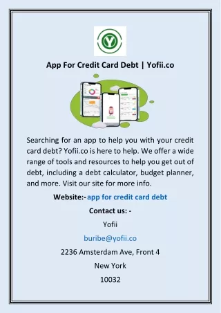 App For Credit Card Debt | Yofii.co