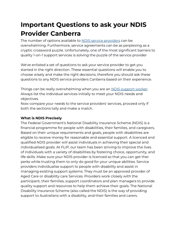 important questions to ask your ndis provider