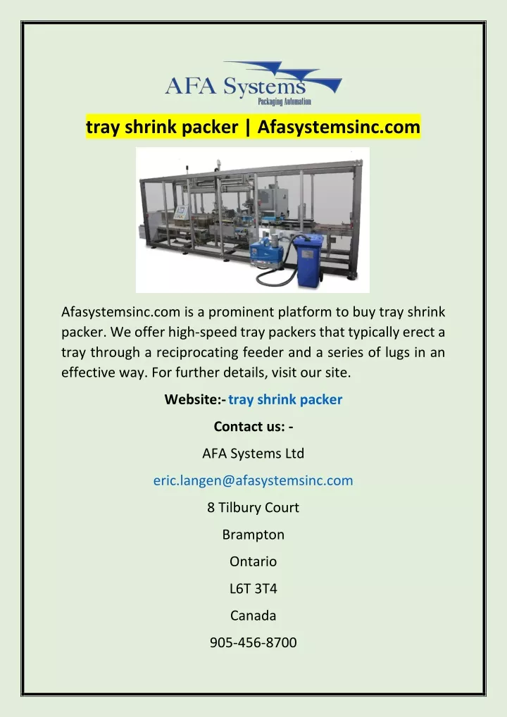 tray shrink packer afasystemsinc com