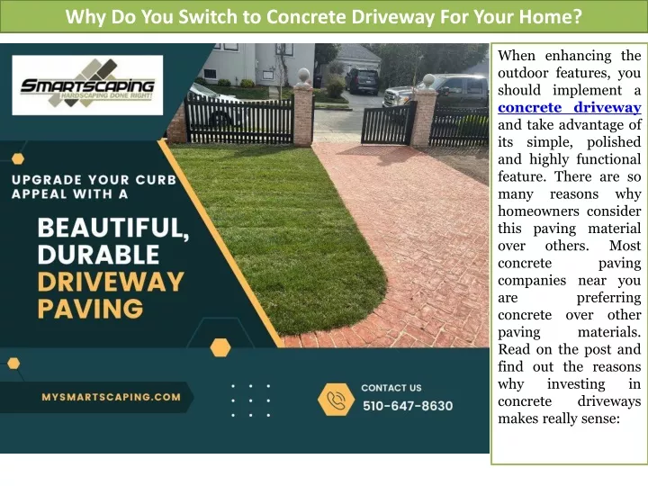 why do you switch to concrete driveway for your home