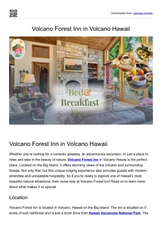 Volcano Forest Inn in Volcano Hawaii