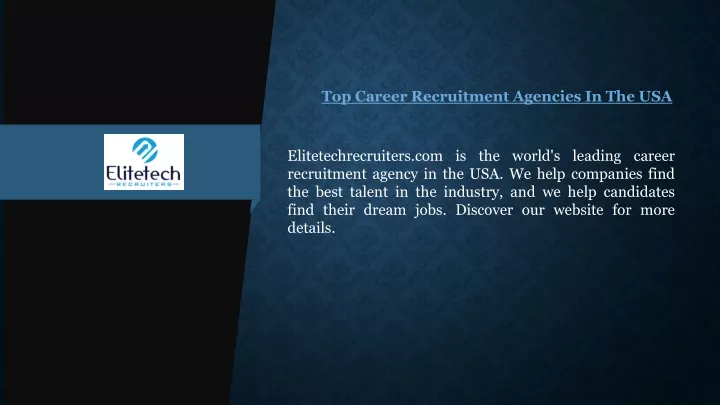 top career recruitment agencies in the usa