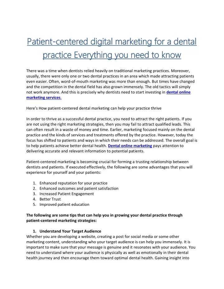 patient patient centered digital marketing