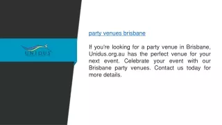 Party Venues Brisbane  Unidus.org.au