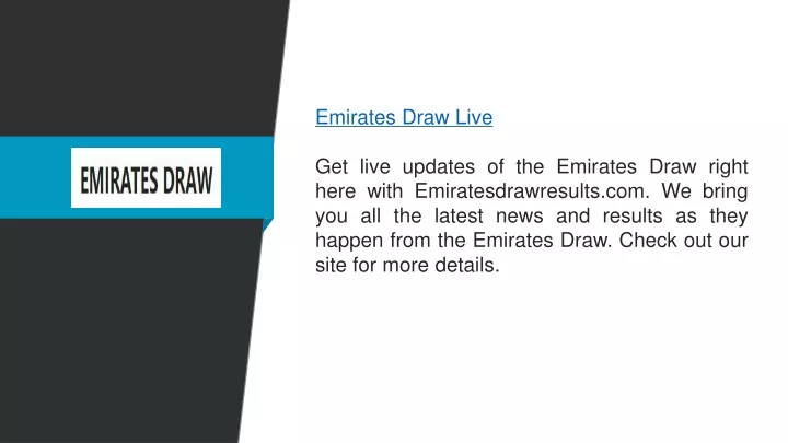 emirates draw live get live updates