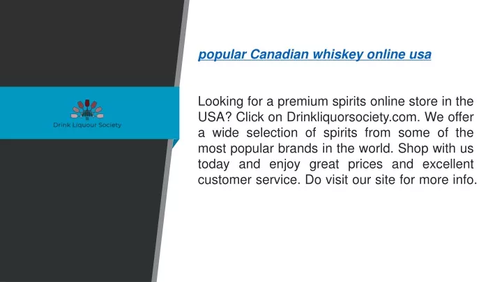popular canadian whiskey online usa looking