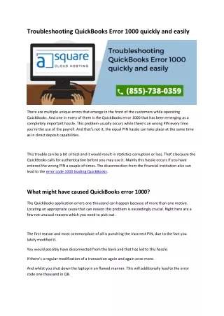 Troubleshooting QuickBooks Error 1000 quickly and easily