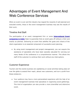 Event Management And Web Conference Services in India