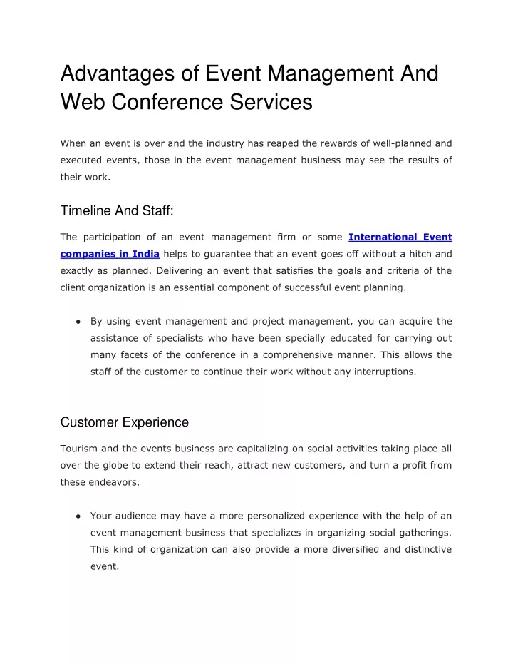 advantages of event management and web conference