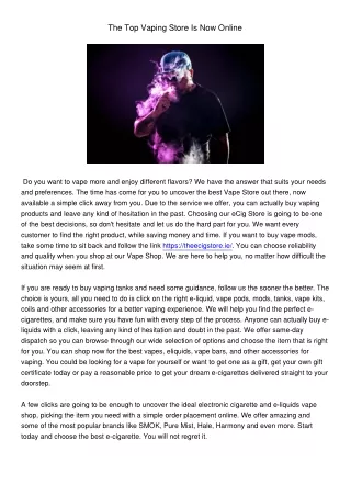 the top vaping store is now online