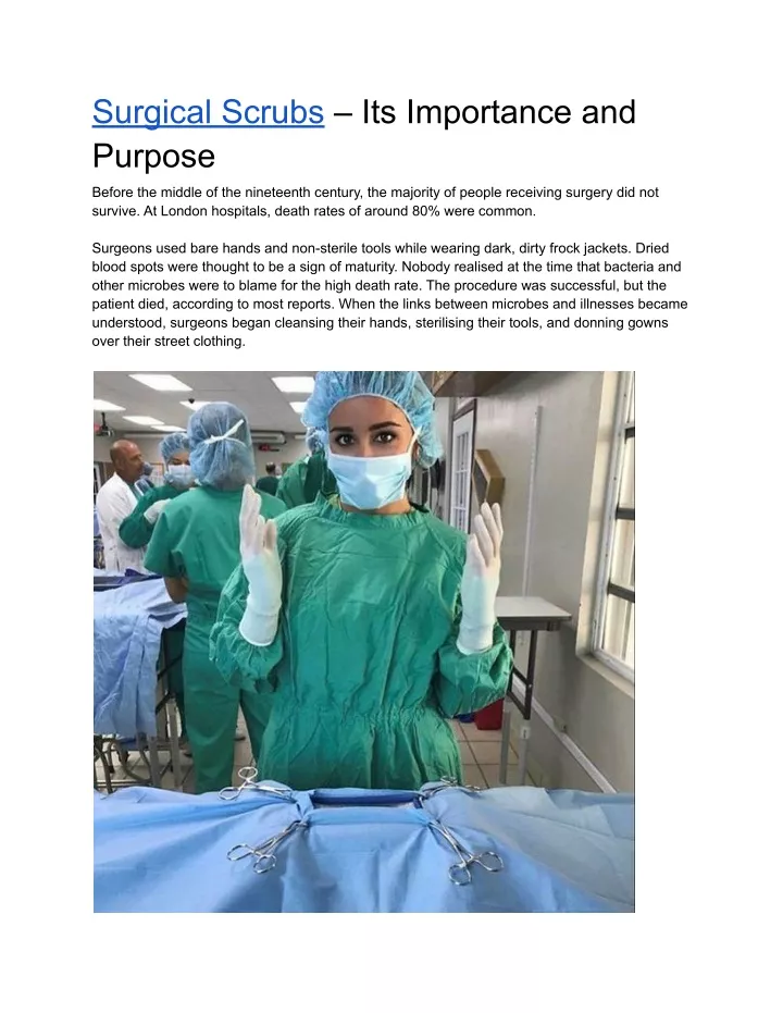 surgical scrubs its importance and purpose