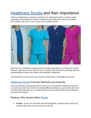 healthcare scrubs and their importance