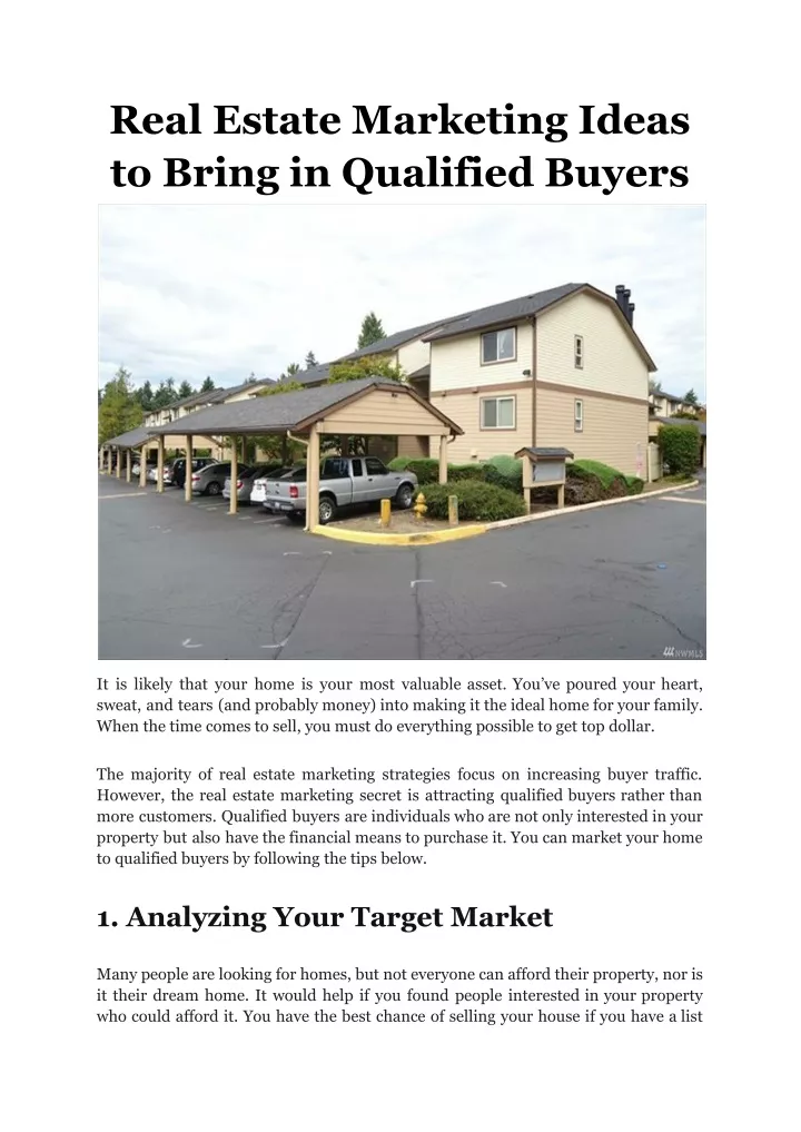 real estate marketing ideas to bring in qualified