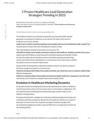 5 Proven Healthcare Lead Generation Strategies Trending In 2023