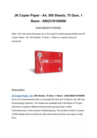 jk copier paper a4 500 sheets 75 gsm 1
