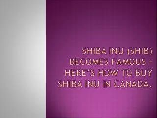 Shiba Inu (SHIB) becomes famous – Here’s how to buy Shiba Inu in Canada.