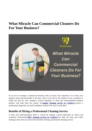 What Miracle Can Commercial Cleaners Do For Your Business