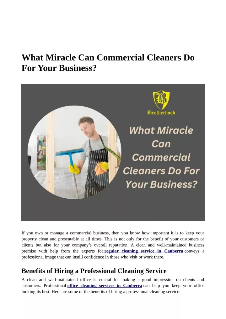 what miracle can commercial cleaners do for your