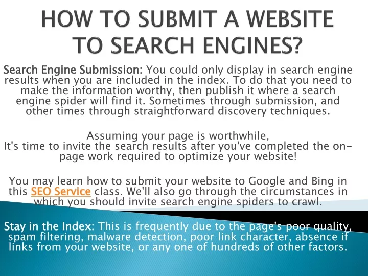 how to submit a website to search engines