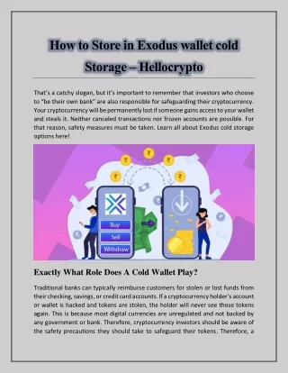 How to Store in Exodus wallet cold Storage